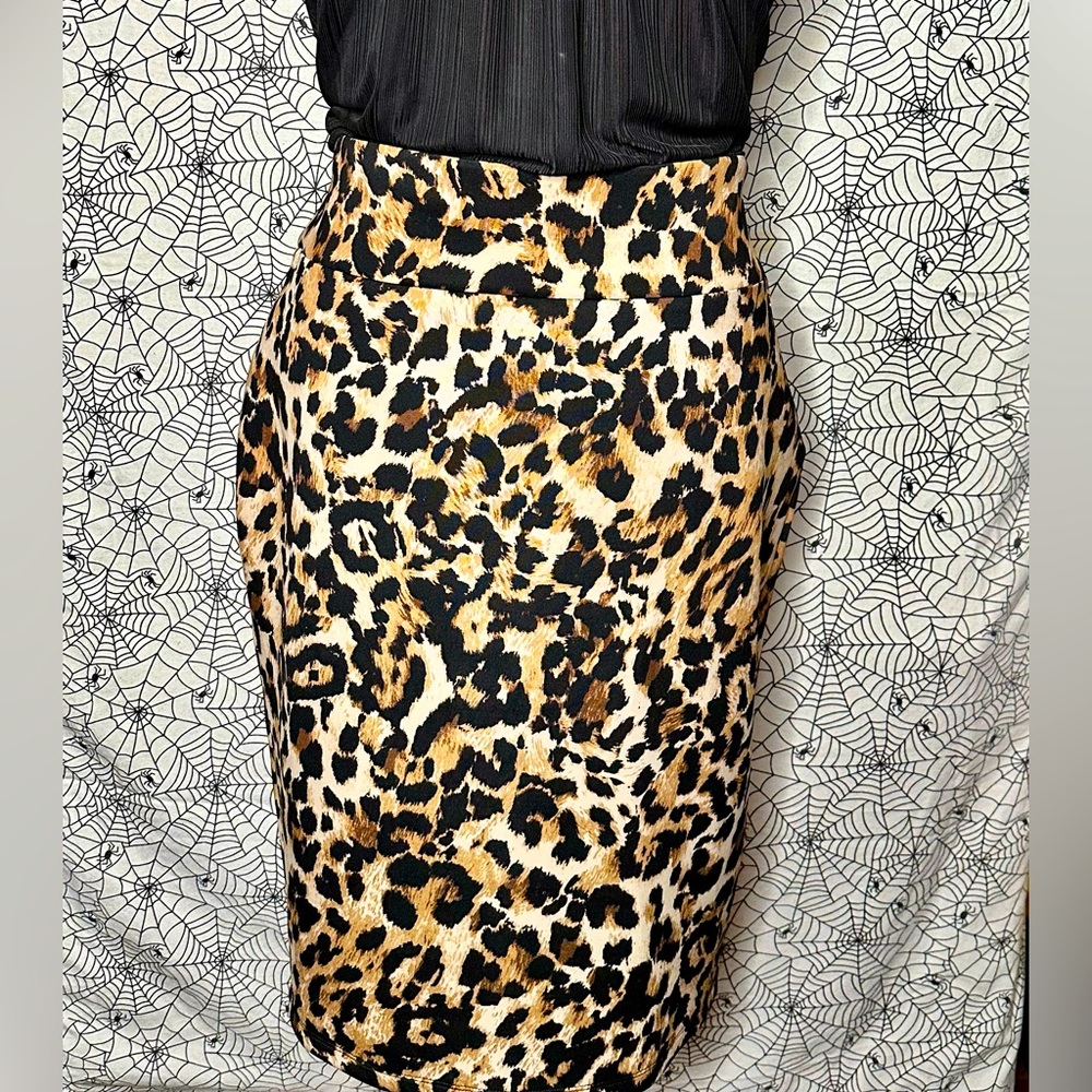 THALIA SODI STRETCHY LEOPARD PENCIL SKIRT